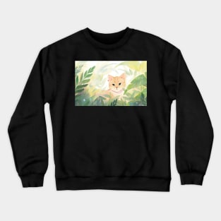 Whimsical Jungle Cat Watercolor Illustration Crewneck Sweatshirt